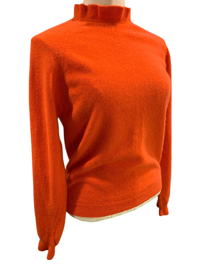 Large Girltown Womens Sweater Vintage 1960s with Tag Orange Mockneck Soft