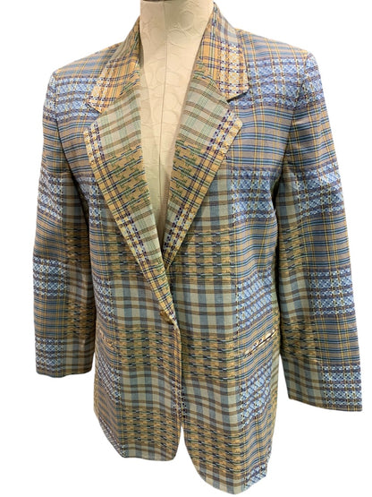 Size 8P Hunt Club Petite Vintage 1990s Womens Cotton Blazer Plaid