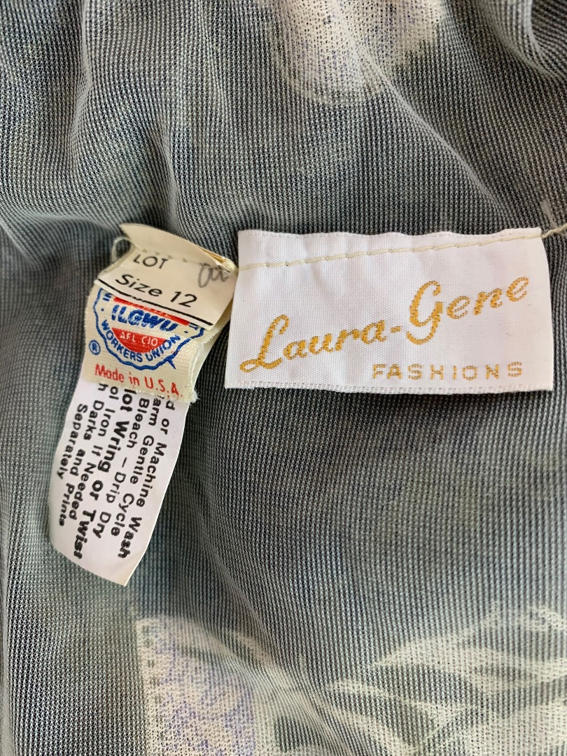 Size 12 Laura-Gene Vintage 1960s Mixed Print Dress Union Label Pullover