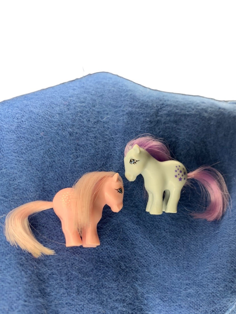 My Little Pony 1 Inch Minifigs Blue Belle Cotton Candy Minifigurines Hasbro Vintage