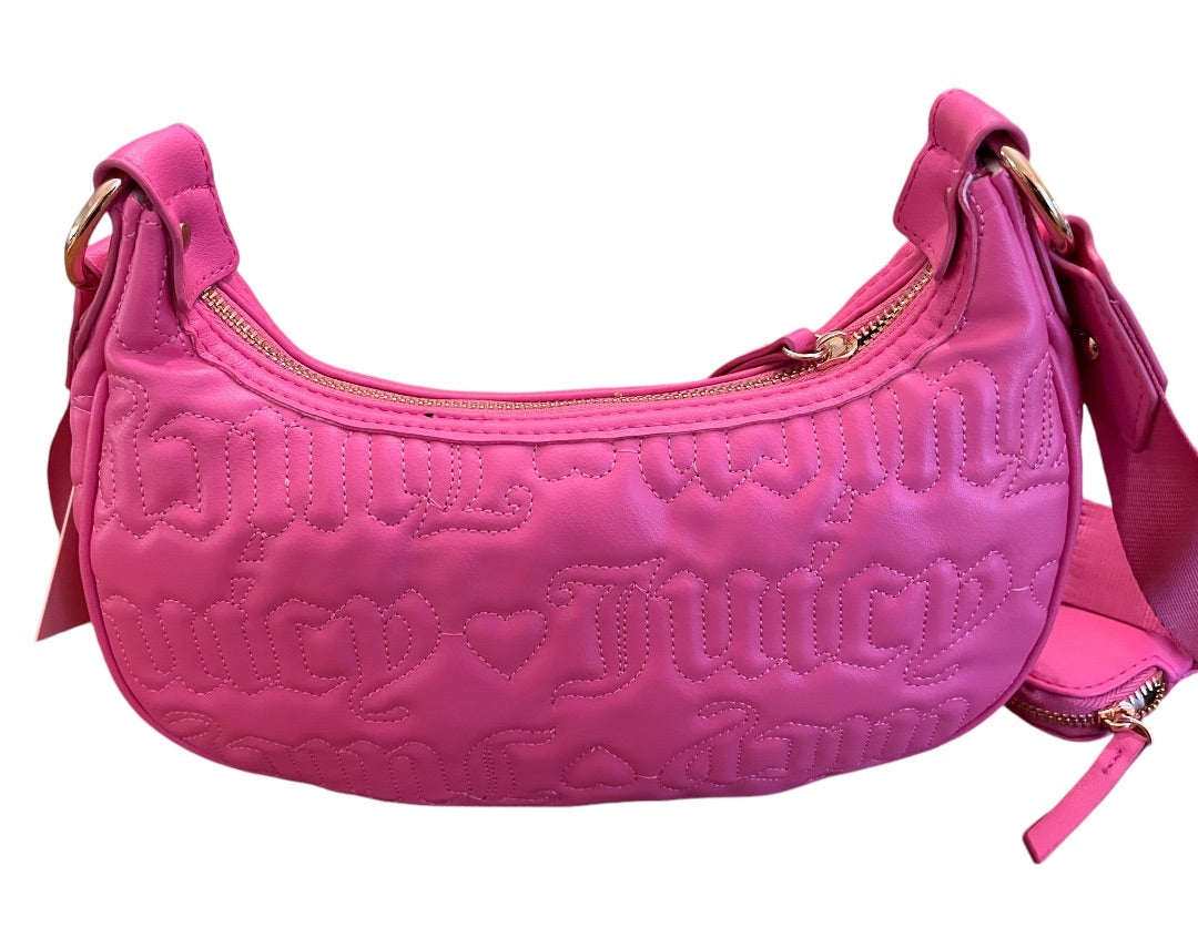 Juicy Puff Half Moon Crossbody Adjustable Strap Purse Pink NWT