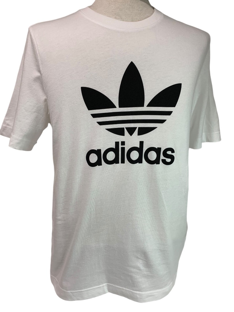 Small Adidas Mens White New Trefoil Tshirt White Black H0664