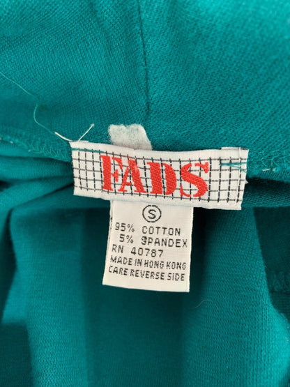 Small FADS 1980s Womens Teal Knit Jumpsuit Snap Bodice Pockets