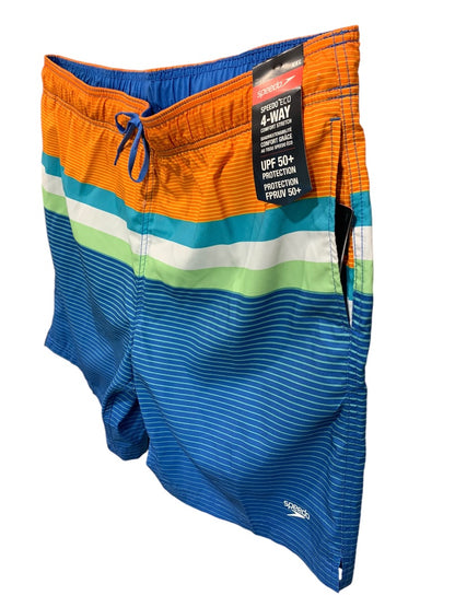 XXL Speedo Mens New Swim Trunks Lined Spicy Orange Striped