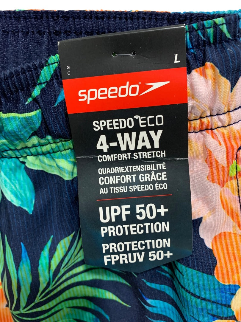 Large Speedo Mens New Swim Trunks Tropical Print UPF 50+ 4 Way Stretch