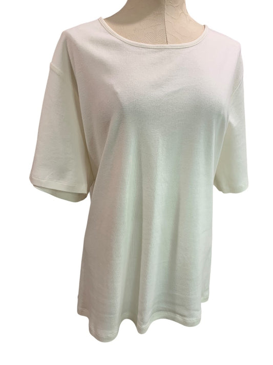 3X Appleseed's Womens Ivory Plus Size Short Sleeve Cotton