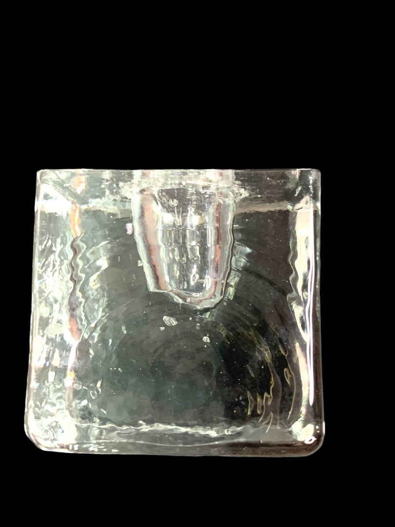 Art Glass Vintage Cube Candle Holder Taper 2 Inches