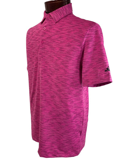 Small Adidas Mens New Space Dye Polo Shirt Liquid Fuschia HS1122