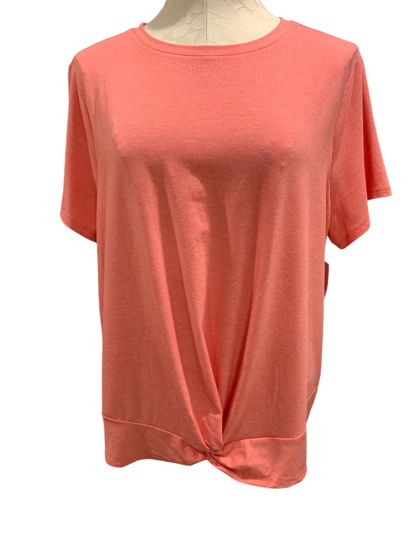 XXL Apt 9 Womens New Coral Twist Hem Tshirt Soft Short Sleeve