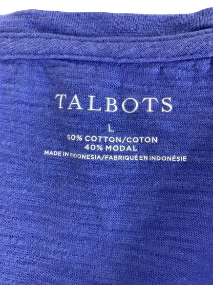 Large Talbots Womens Tie Sleeve V-Neck Tshirt Cornflower Blue