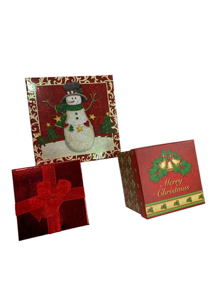 Set of 3 Holiday Christmas Boxes Gift Box Snowman 8 5 4.5 Inch