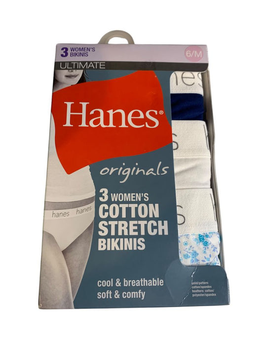 Medium (6) Hanes Originals Womens Pack of 3 Bikini Underwear Panties