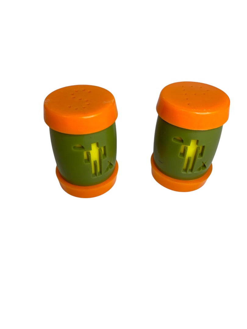 Plastic St Labre Indian School Salt and Pepper Shakers Orange Green