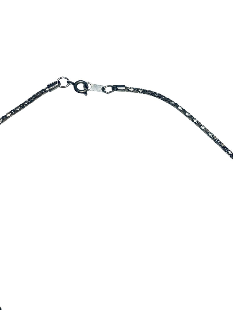 Silvertone Chain Necklace 17.5 Inch Spring Clasp Round