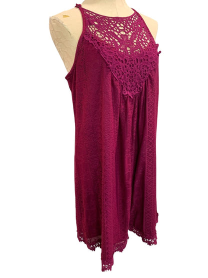 Large Xhilaration Womens Raspberry Stretch Lace Lined Shift Dress Sleeveless