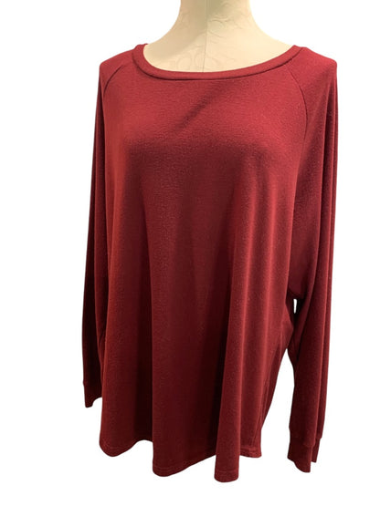 2XL Womens Burgundy Pullover Shirt Jersey Knit Long Sleeve