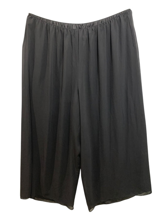 3X Alex Evenings Womens Black Sheer Overlay Wide Pants Pull On