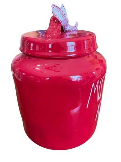 Rae Dunn by Magenta Mistletoe Kisses Cookie Jar Red 9" x 6"