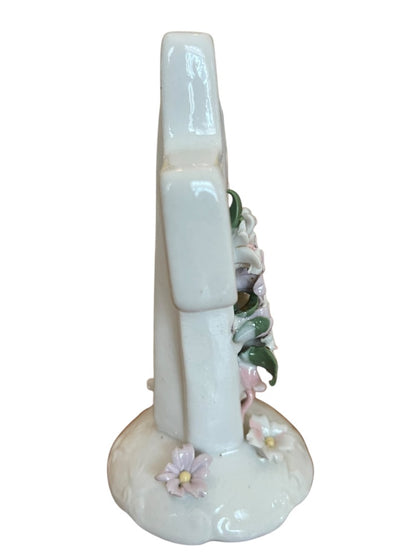 Praying Hands Floral Cross 1998 5.5 Inch Freestanding Floral
