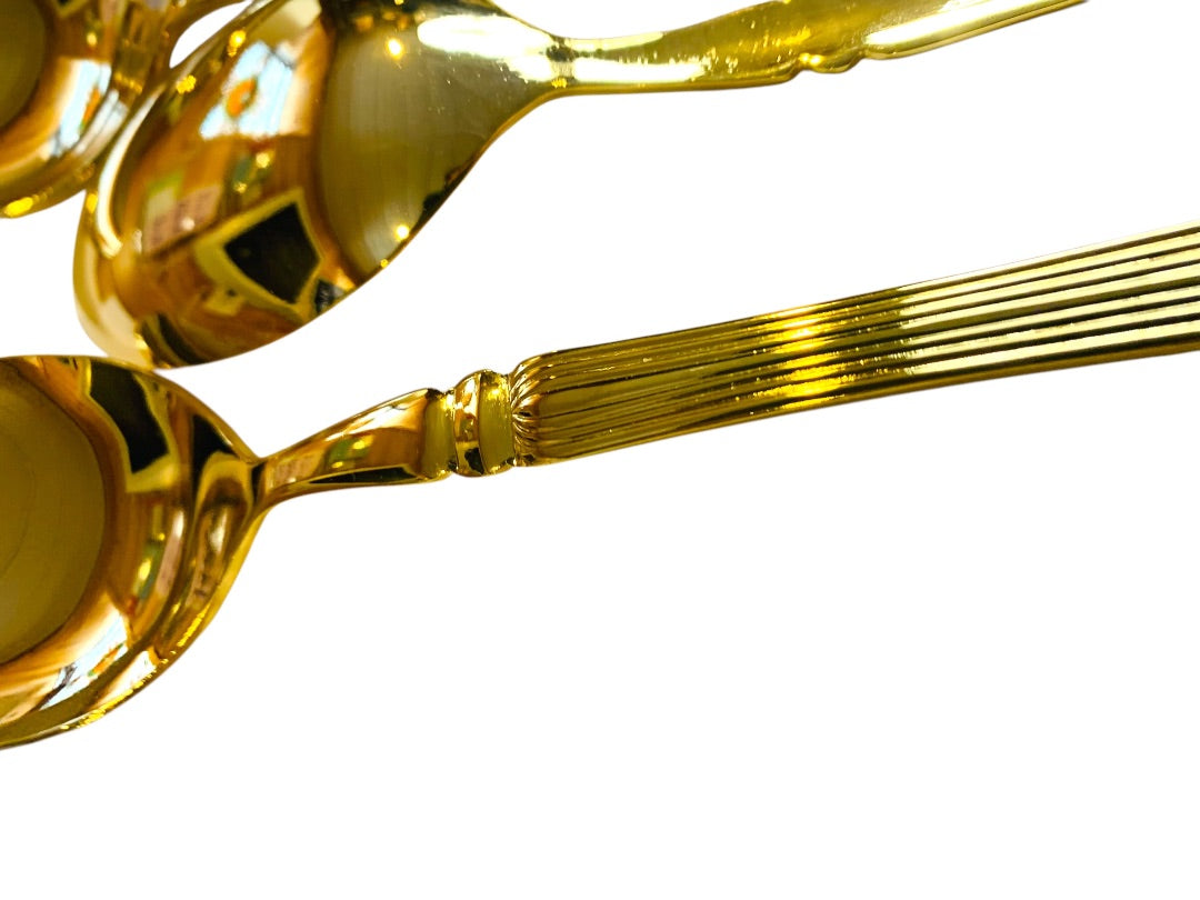 Gold Electroplate Vintage Tablespoons Set of 8 Scalloped 7.5 Inch