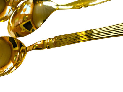 Gold Electroplate Vintage Tablespoons Set of 8 Scalloped 7.5 Inch