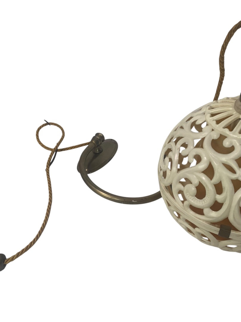 Hard Plastic MidCentury Light Fixture Hanging Plug in Working