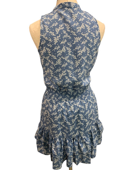 XS Saks Fifth Avenue Dress Peasant Style Blue White Floral Sleeveless