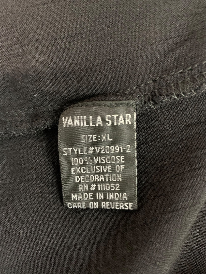 XL Vanilla Sky Womens Boho Black Pants Split Leg Lightweight Pull On