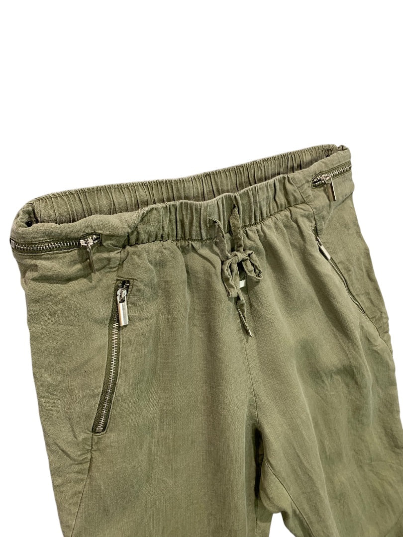 Small Dex Womens Army Green Lightweight Jogger Style Pants