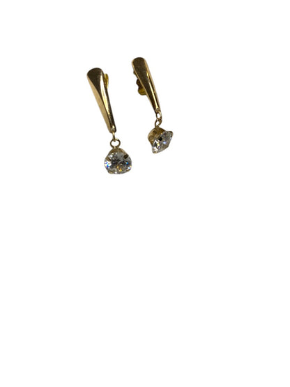 Lightweight Post Pierced Earrings Goldtone Jewel .9 Inch Drop