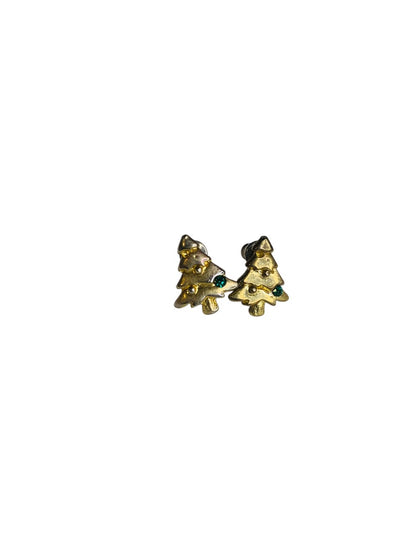 Petite Goldtone Christmas Tree Earrings Stud Post Pierced .5 Inch