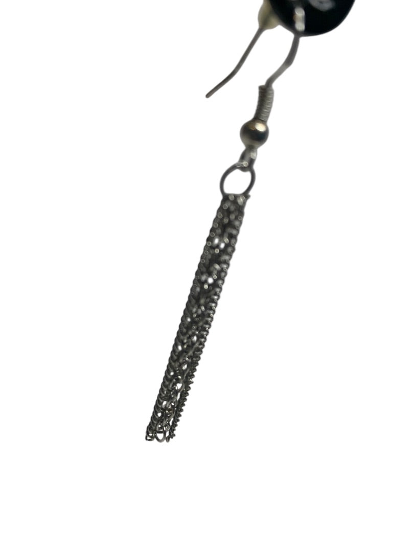 Silvertone Dangle Swag Earrings Hook Pierced 2.5 Inch Drop