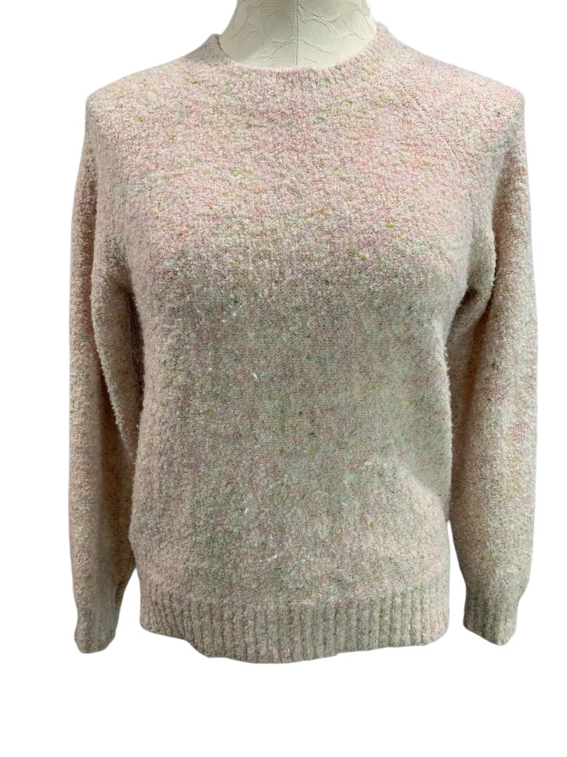 XS Loft Pastel Womens Cozy Sweater Pink Green Nubby