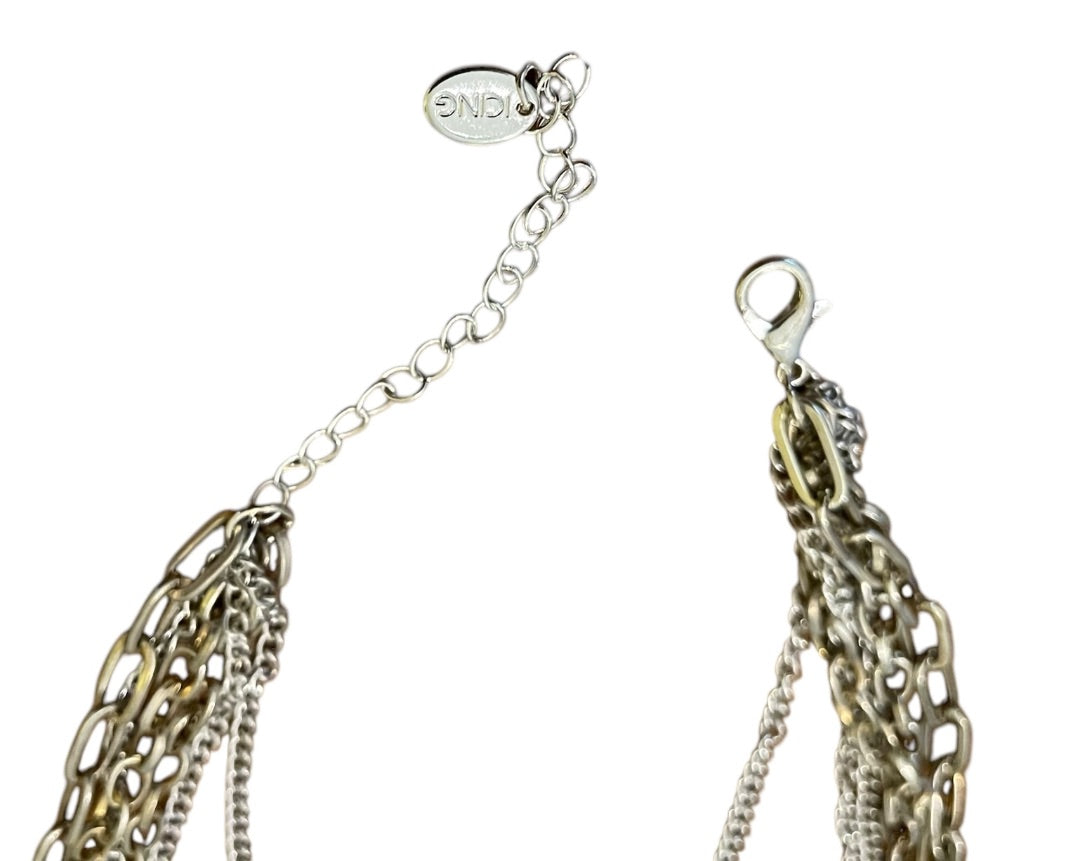 Icing MultiStrand Layered Chain Link Silvertone Goldtone Adjustable Necklace 15"