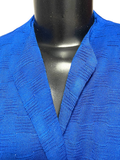 1X Misook Womens New Knit Open Cardigan Royal Blue Checked Texture