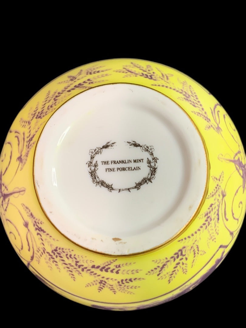 1980s Frankin Mint Fine Porcelain Creamer Collection Yellow Purple Gold 5 Inch