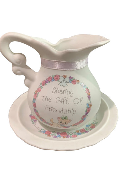Precious Moments 1992 Decorative Pitcher and Saucer Kitten 3.5 Inch