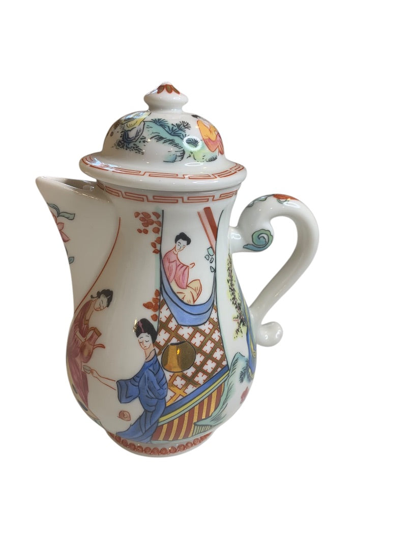 1980s Frankin Mint Fine Porcelain Collection Lidded Teapot 6 Inch