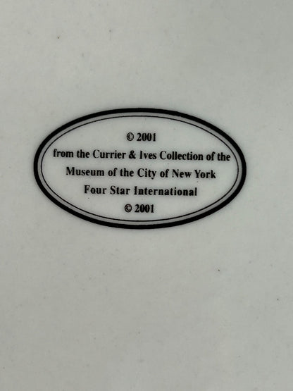 Currier and Ives 2001 Decorative 8 Inch Plate Ice Skating Pond Scene