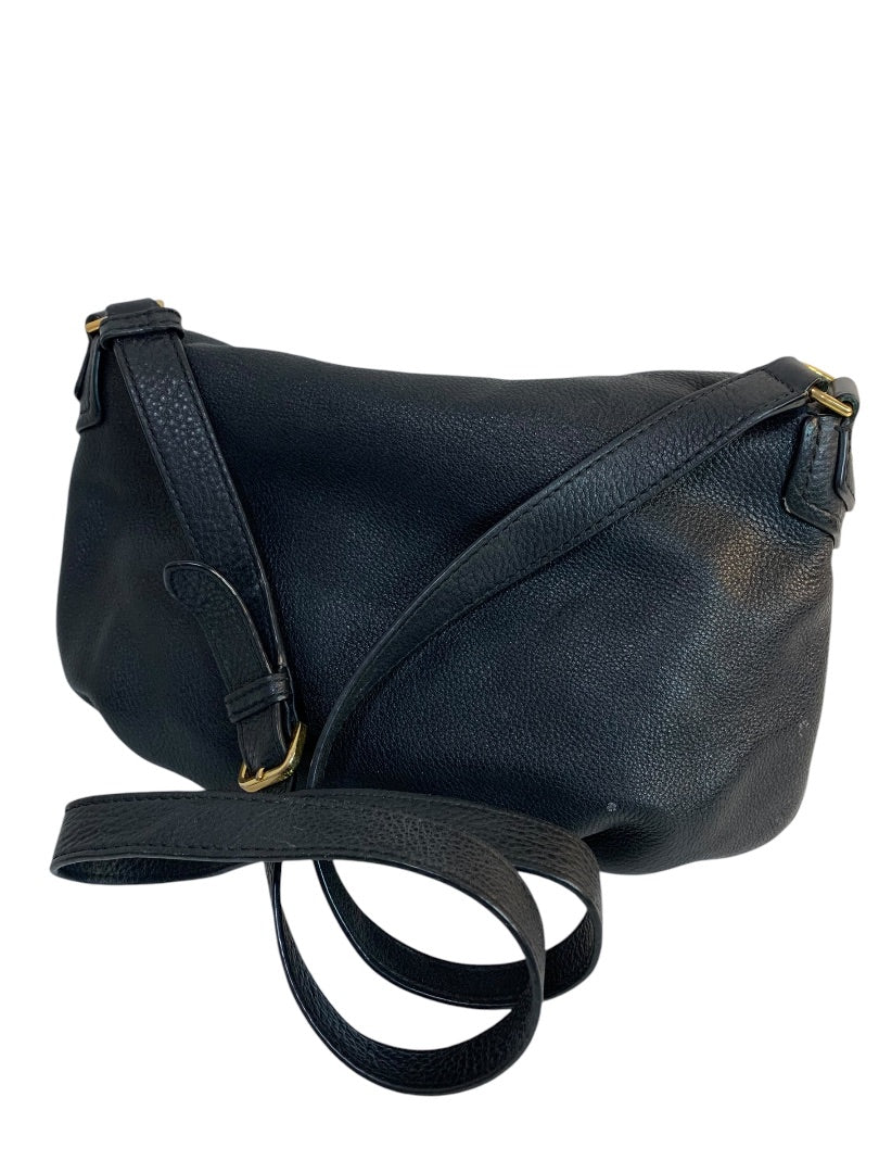 Marc Jacobs Crossbody Bag Purse Black Pebbled Leather Foldover