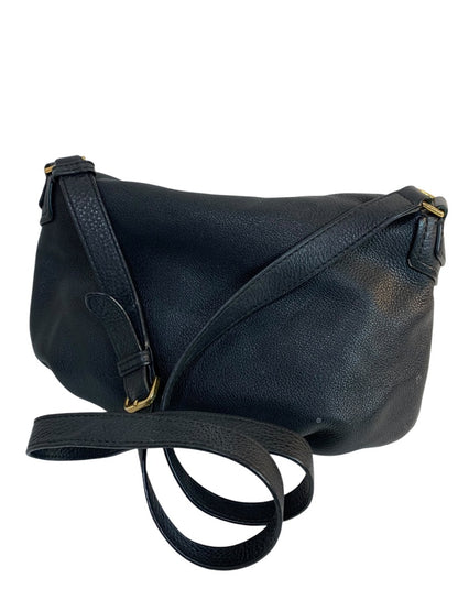 Marc Jacobs Crossbody Bag Purse Black Pebbled Leather Foldover