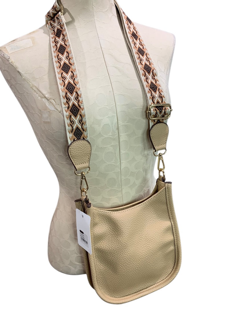 J.Spencer New Crossbody Handbag Tan Pebbled Vegan Leather Boho Strap