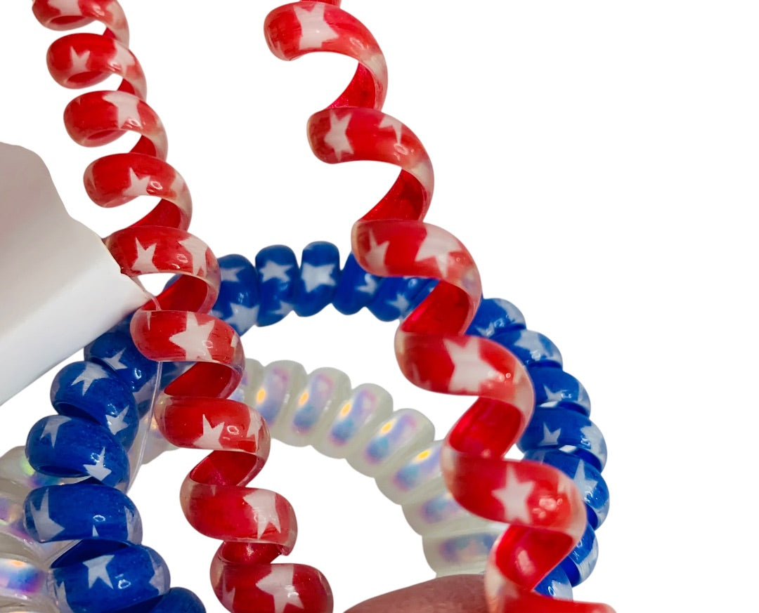 Claires New Stretchy Hair Ties Set of 5 Patriotic Red White Blue