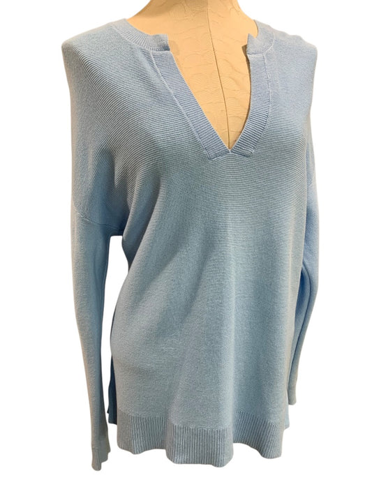 Medium LOFT Womens Powder Blue Lightweight V-Neck Sweater