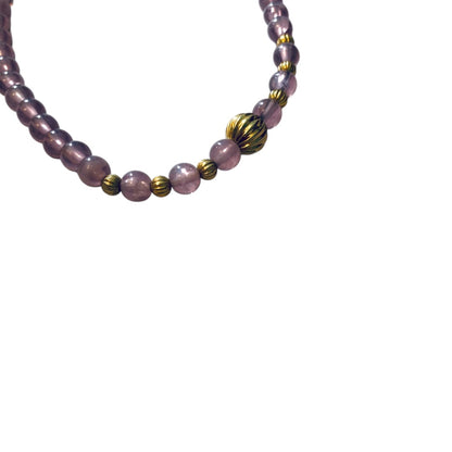 Acrylic Beaded Vintage Necklace Lavender and Goldtone Screw Barrel Clasp 13 Inch