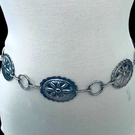 Vintage Silvertone Link Medallion Belt Adjustable to 33 Inches