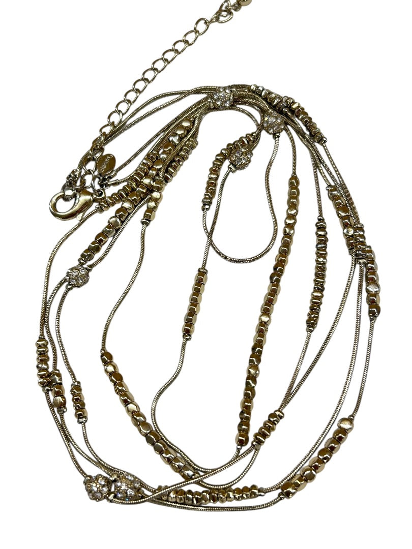 Chicos 2 Strand Brushed Goldtone Dual Strand Sparkly Long Strand String Lobster Clasp