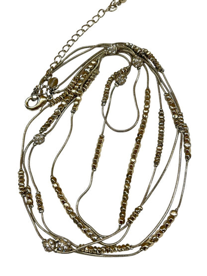 Chicos 2 Strand Brushed Goldtone Dual Strand Sparkly Long Strand String Lobster Clasp