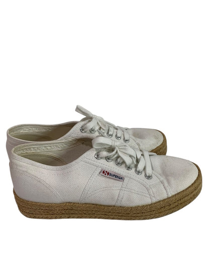 Size 39 Superga Womens Espadrille Canvas White Sneakers Platform