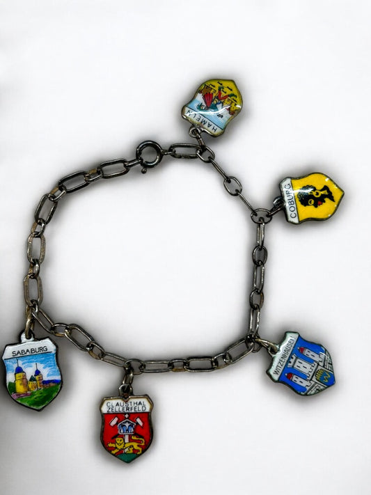 German Silver 800 Rev Fritz Vintage Charm Bracelet Souvenir 6 Inch